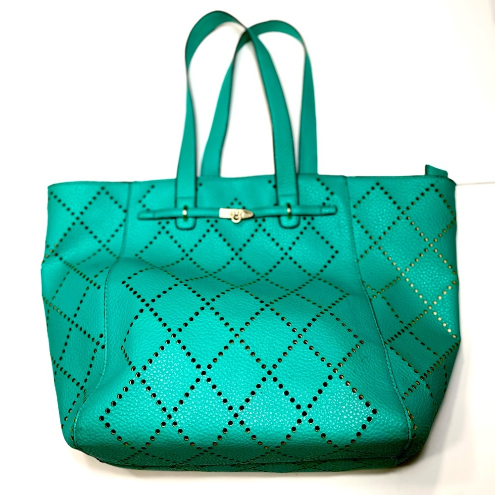 JustFab Teal Perforated Tote